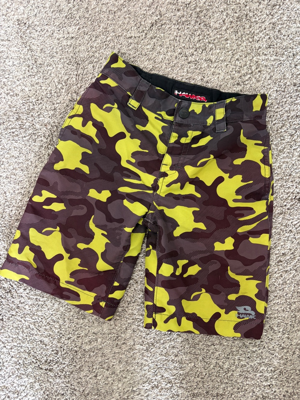 Tony Hawk Yellow and Grey Camo Kids Shorts